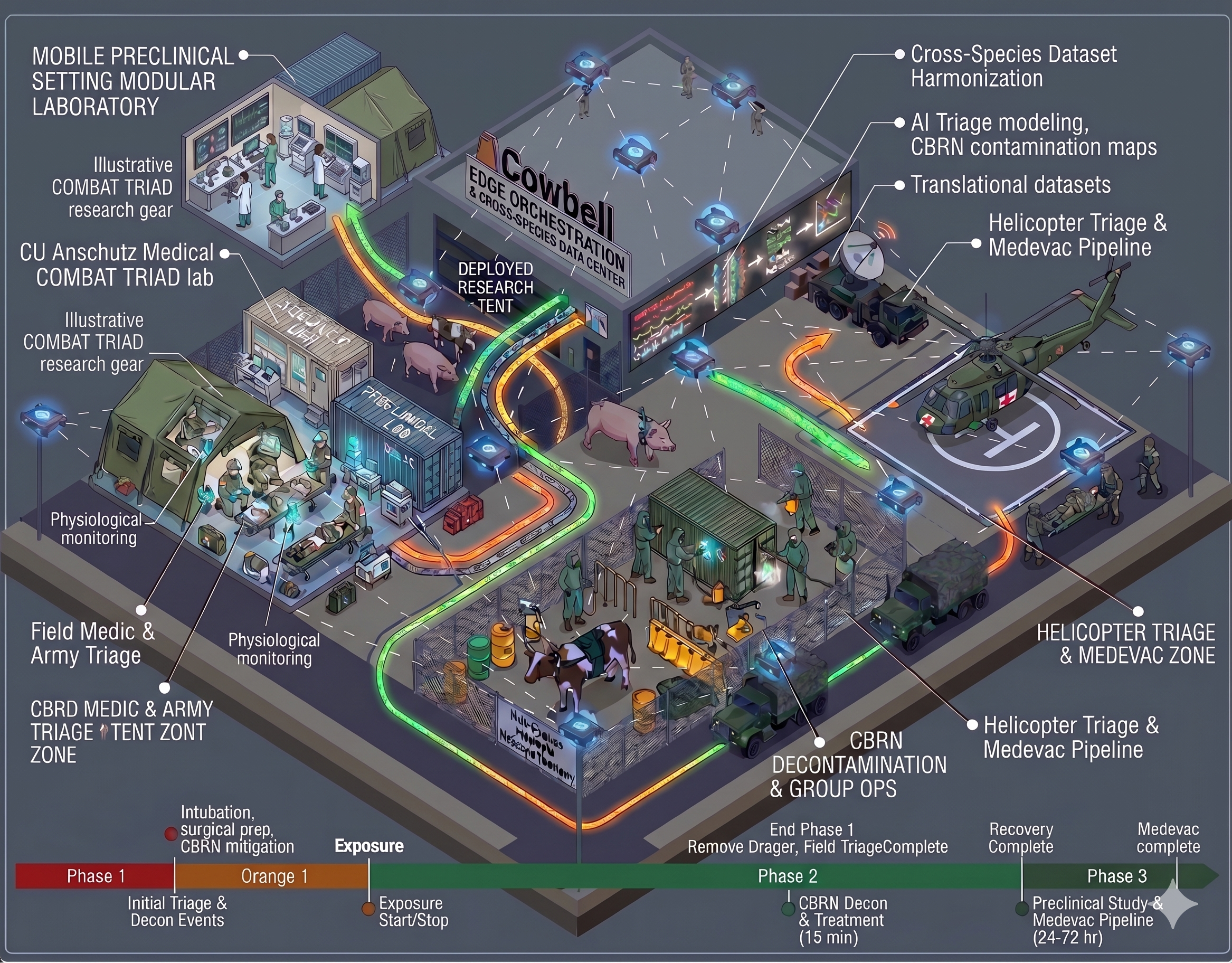 Cowbell animal monitoring deployment for surgery, recovery, and translational research